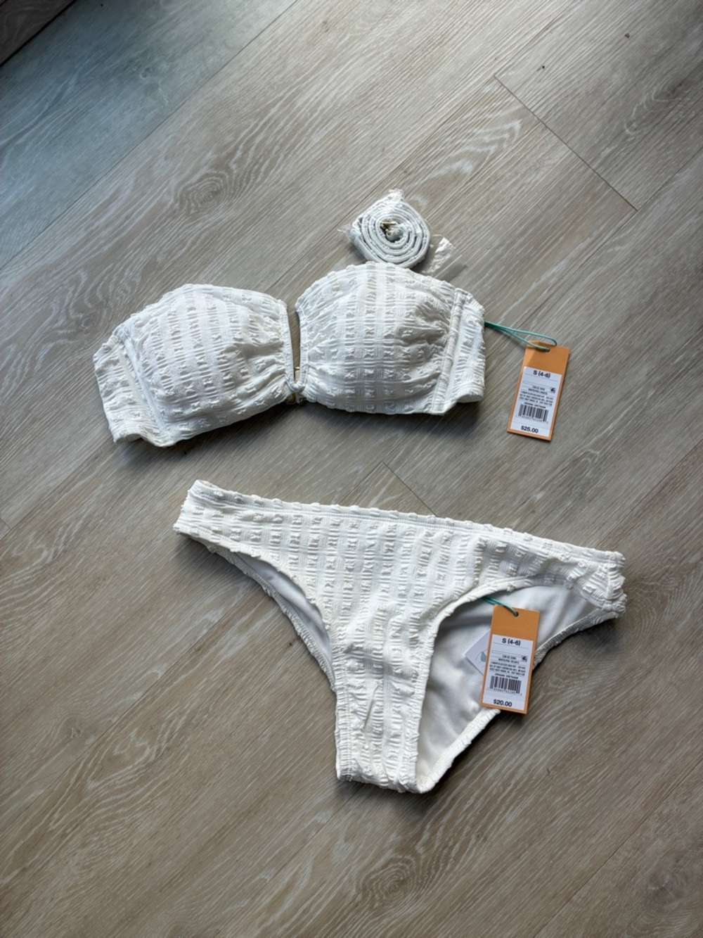 Target White Textured Bandeau Bikini Set